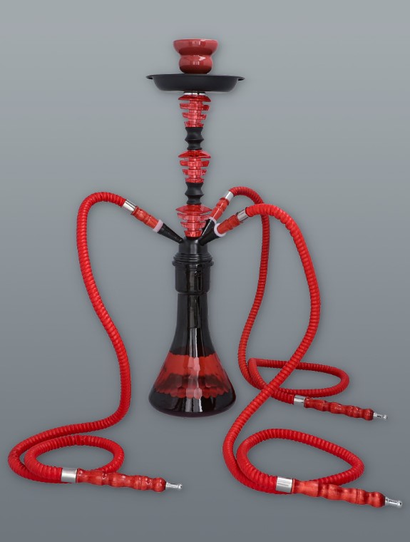 Hookah fekete - piros vízipipa 3 csöves 53 cm